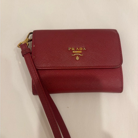 Prada Red Clutch with Gold-Tone Hardware - Picture 1 of 6